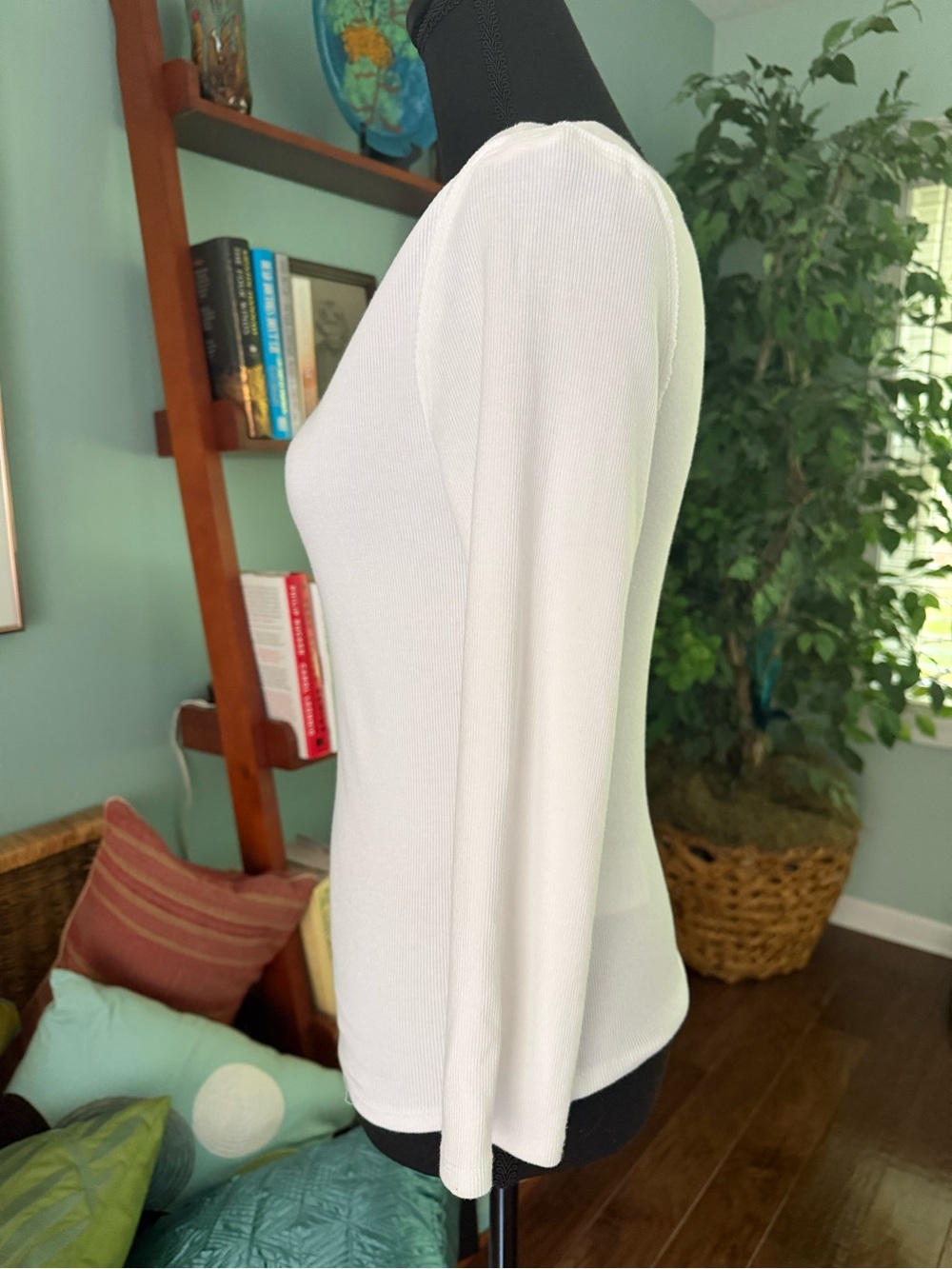 We The Free White Boatneck 3/4 Sleeve Ribbed Top - Picture 6 of 10